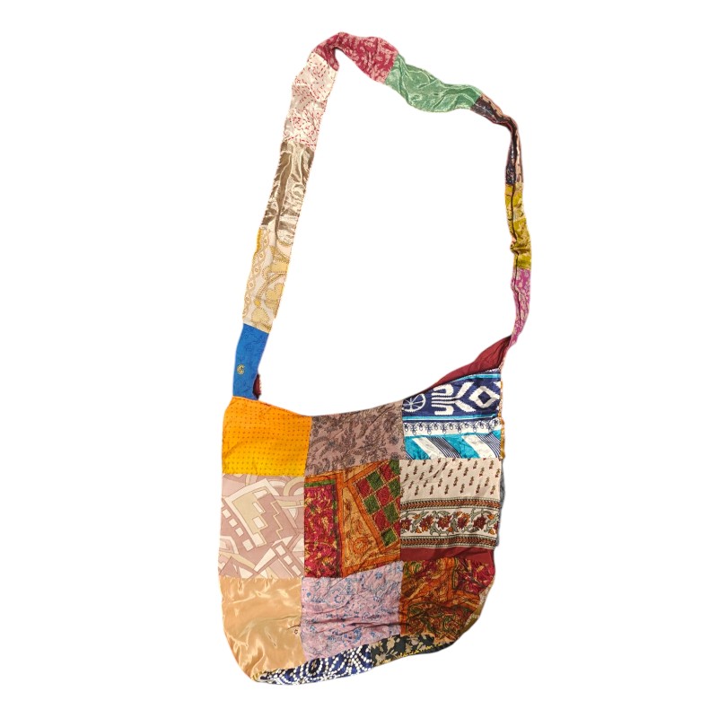 Upcycled indisk Silke Patchwork Taske - Model 58