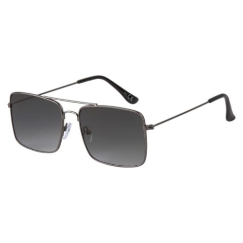 Firkantede Aviator solbriller - Mørk metal | Grå fade glas