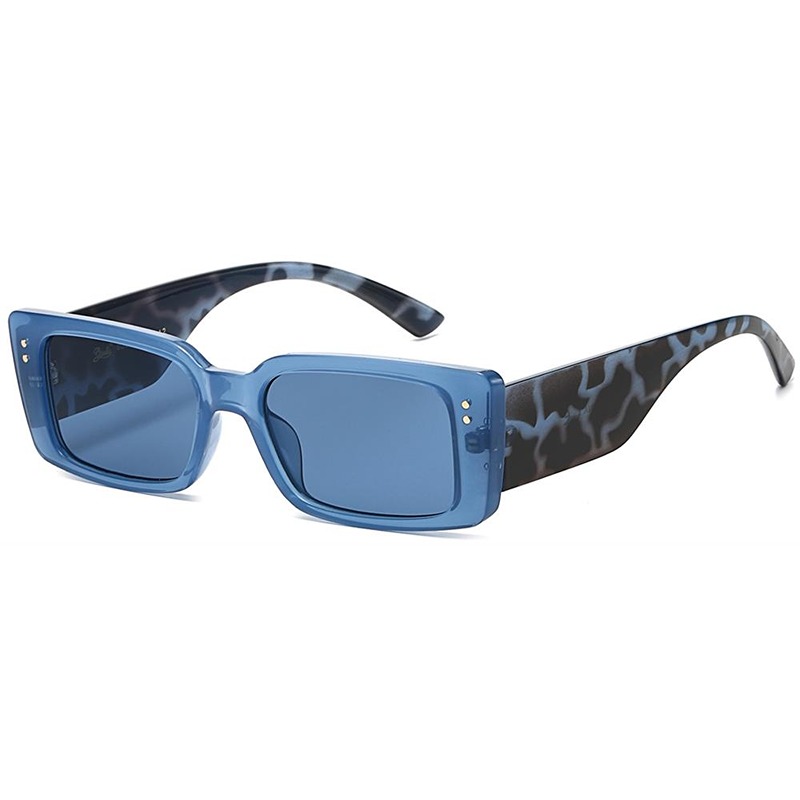 Blå smalle Giselle Solbriller med leopard stænger - Monnaie | Blå glas