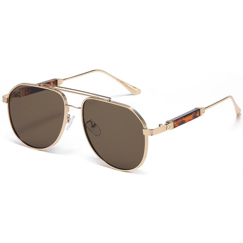 Guld metal Manhattan Aviator Solbriller - Lloyd | Brune glas