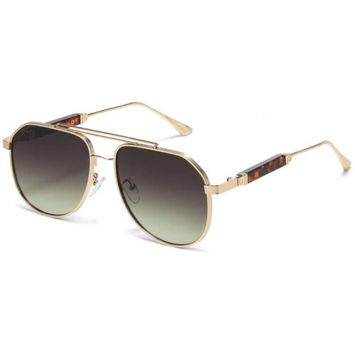 Guld metal Manhattan Aviator Solbriller - Lloyd  | Grøn-Brune fade glas
