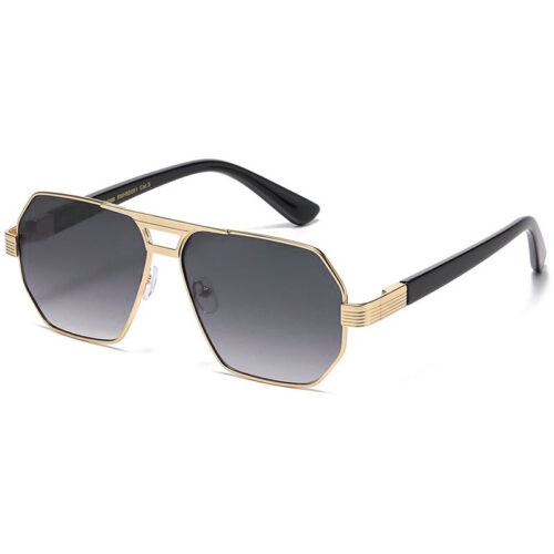 Guld metal Manhattan Aviator-Millionaire Solbriller - Quincy  | Mørke fade glas