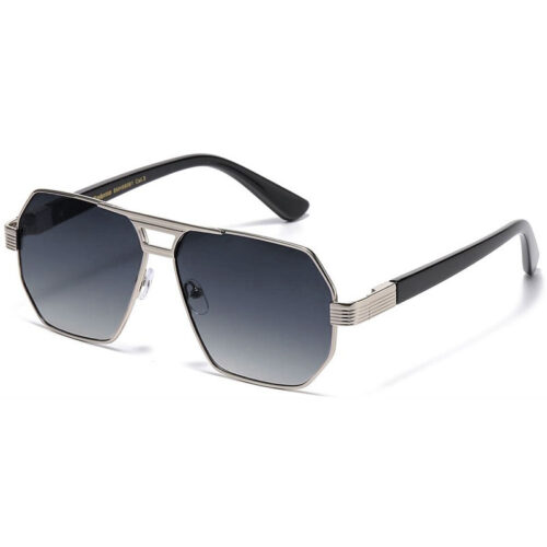 Sølv metal Manhattan Aviator-Millionaire Solbriller - Quincy  | Mørke fade glas