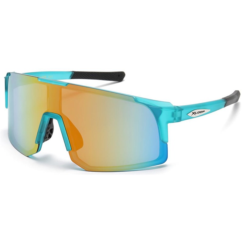 X-Loop Solbriller - Sporty-X | Turkis stel - Multicolor spejlglas