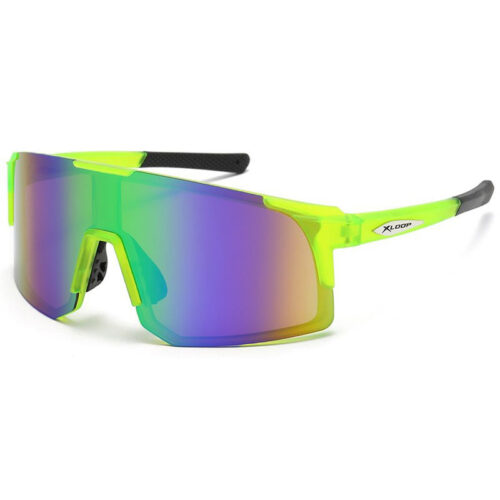 X-Loop Solbriller - Sporty-X | Neon gult stel - Blå-grønt spejlglas